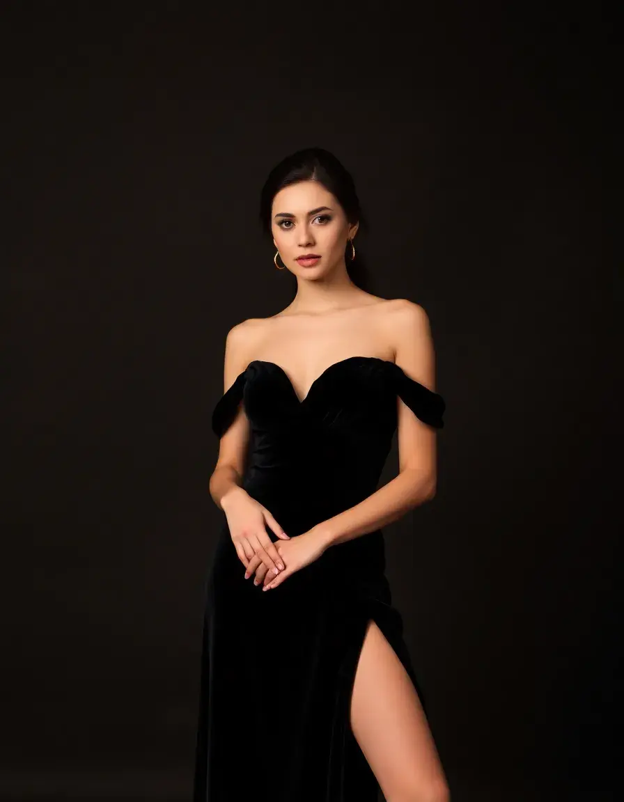 Black Velours Gown - Robe de soirée velours noir