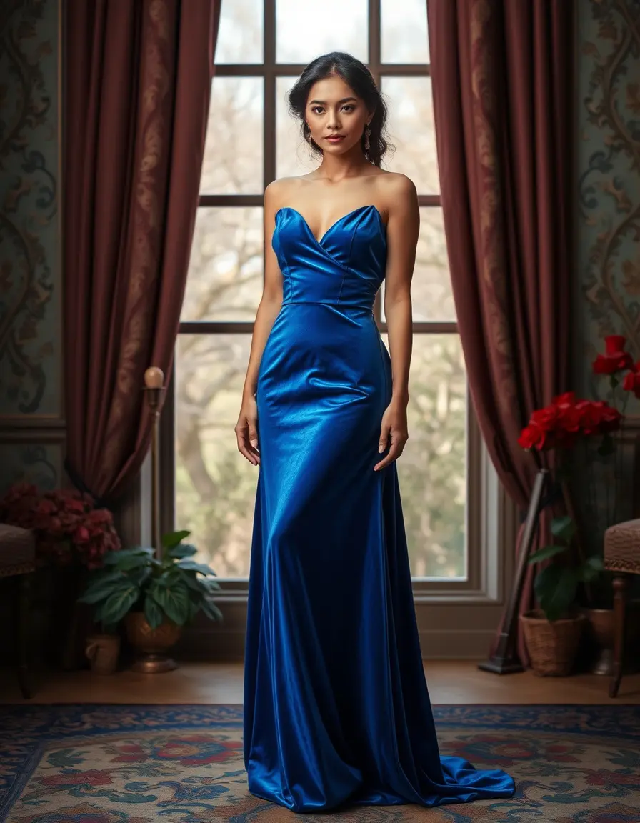 Blue Velvet Dress - Robe velours bleu