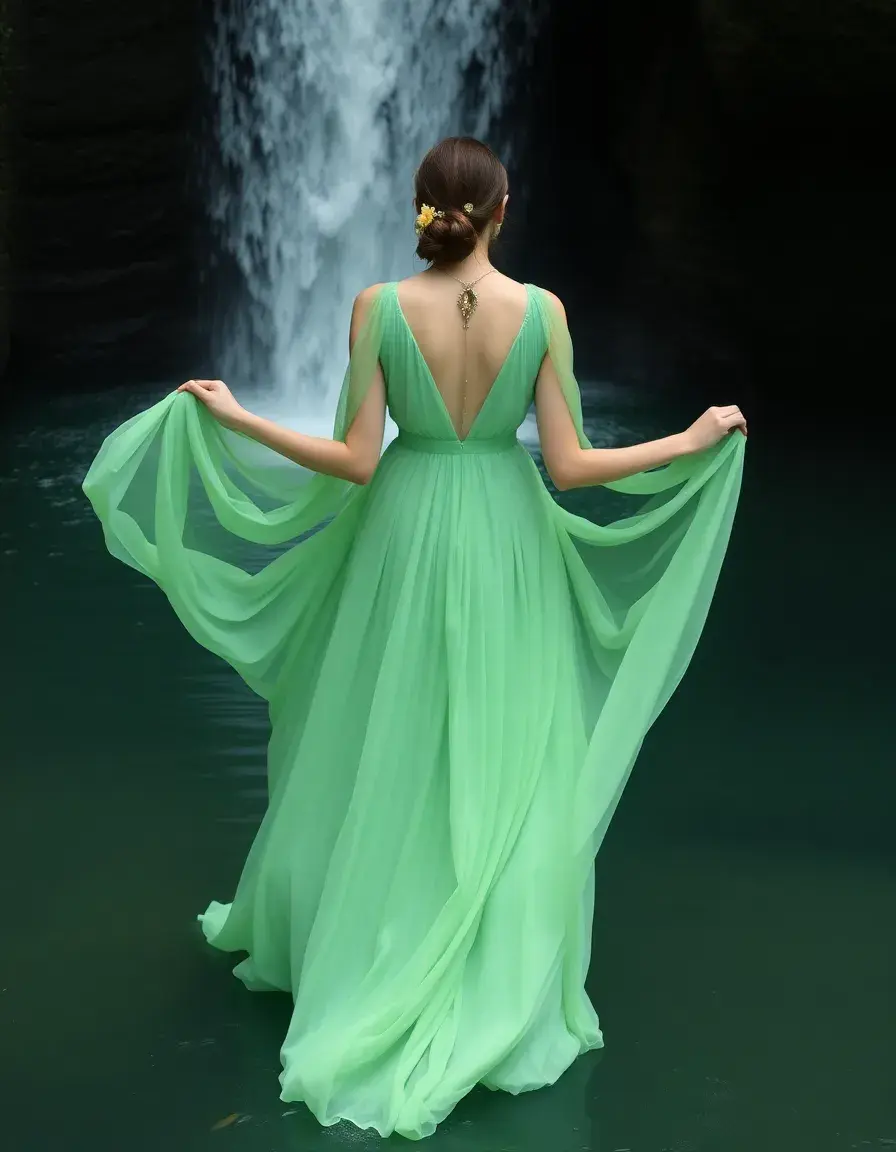 Robe vert d'eau sereine coupe élégante
