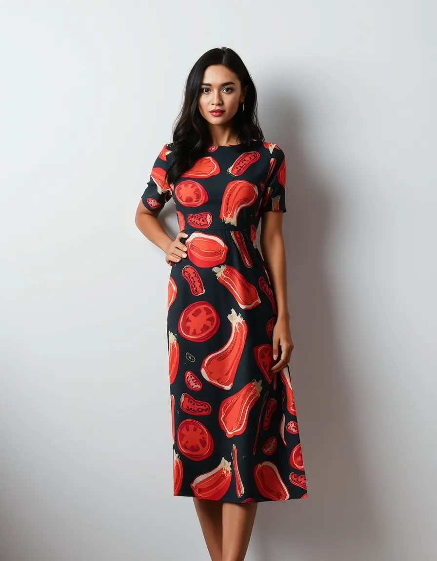 robe à motif viande graphique pop art