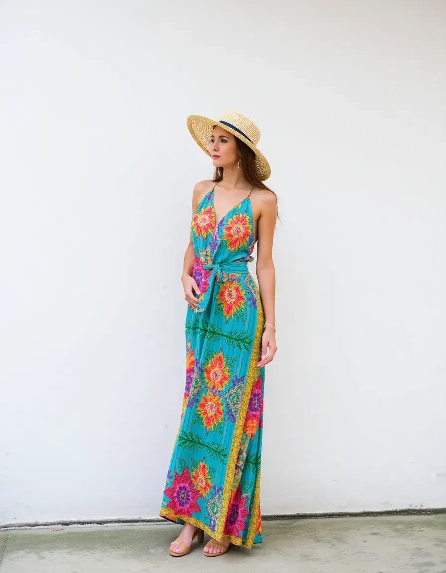 Robe été longue colorée et joyeuse