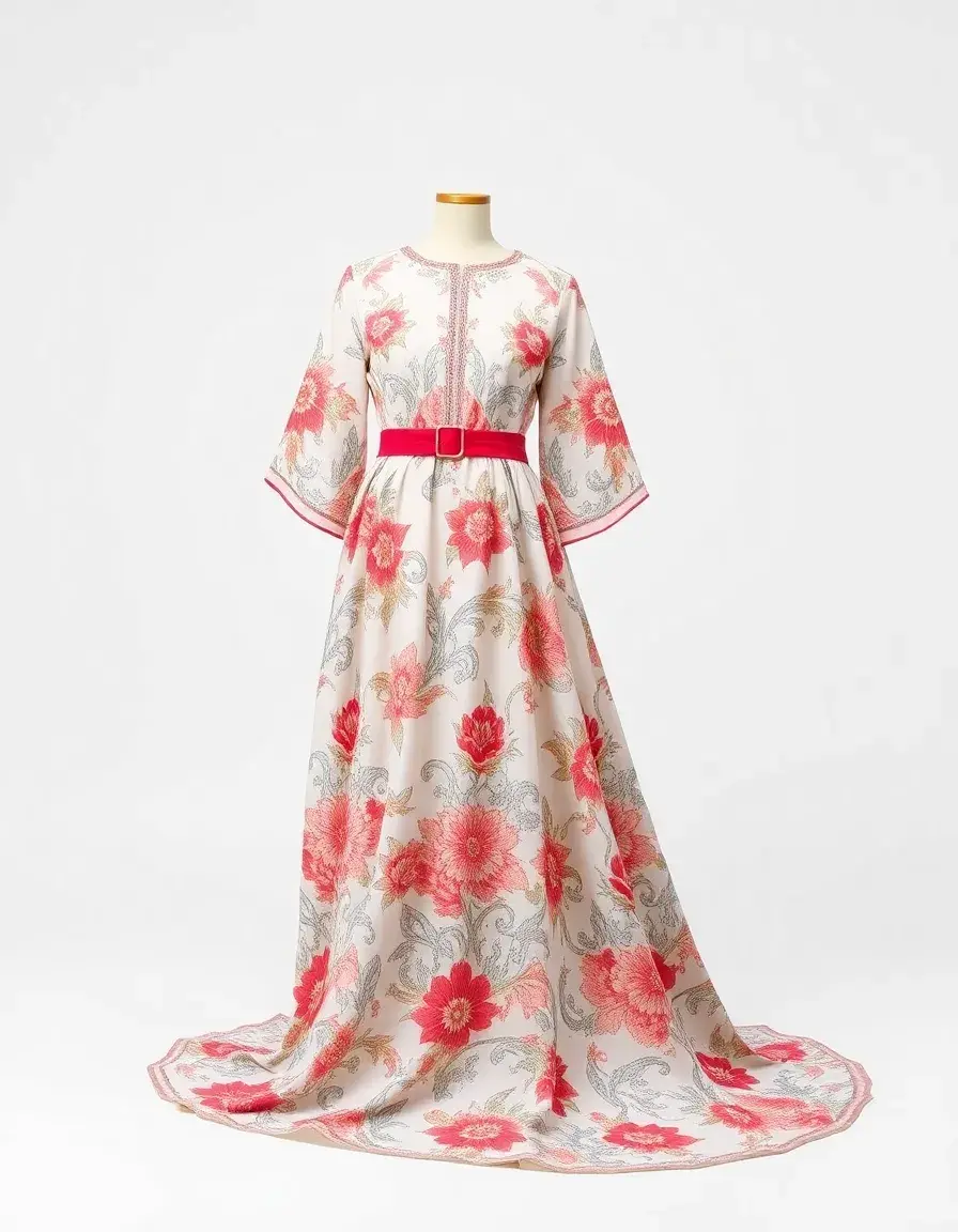 Robe de cérémonie longue à motifs imprimés