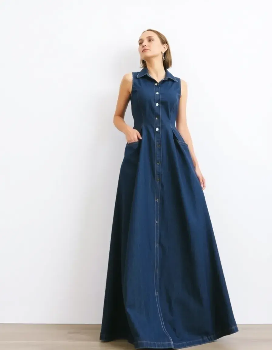 Long Jean Gown - Robe de soirée en jean