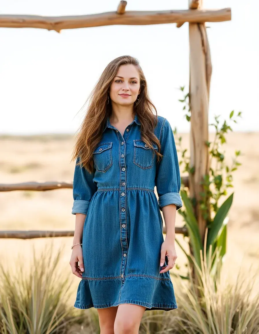 Boho Denim Dress - Robe en jean bohème