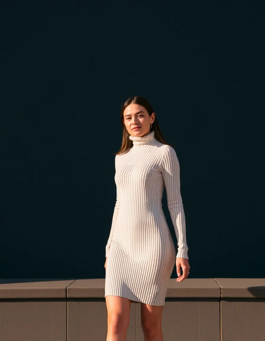 Turtleneck Pull Dress - Robe pull col roulé