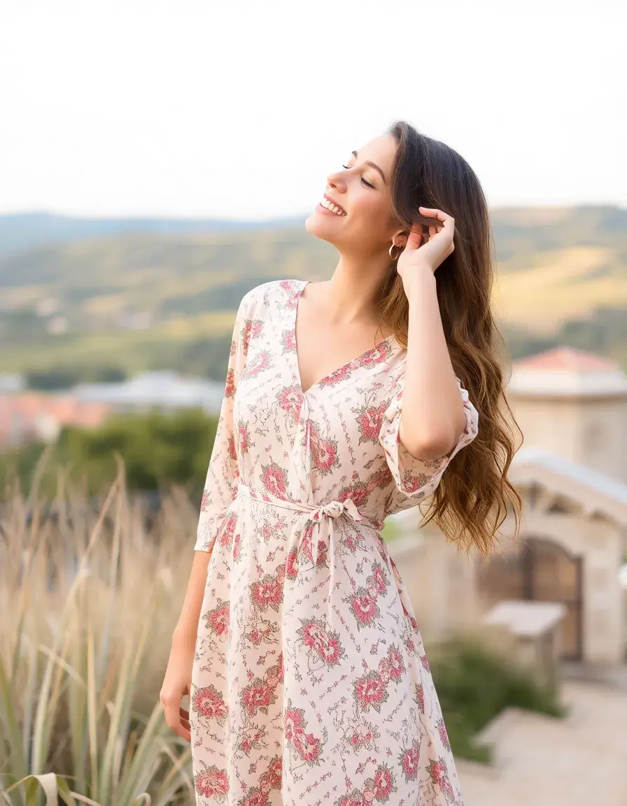 Printed Beige Dress