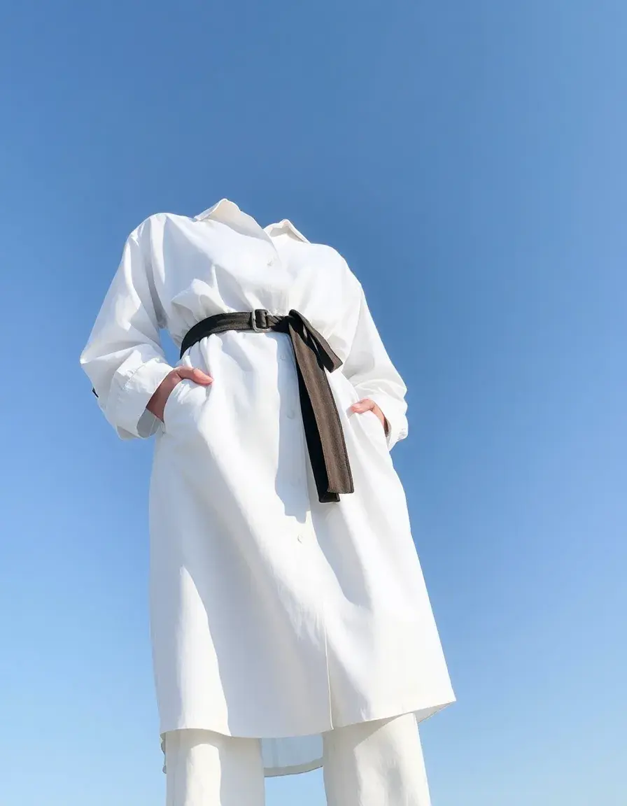Belted Long Shirt - Robe chemise longue avec ceinture