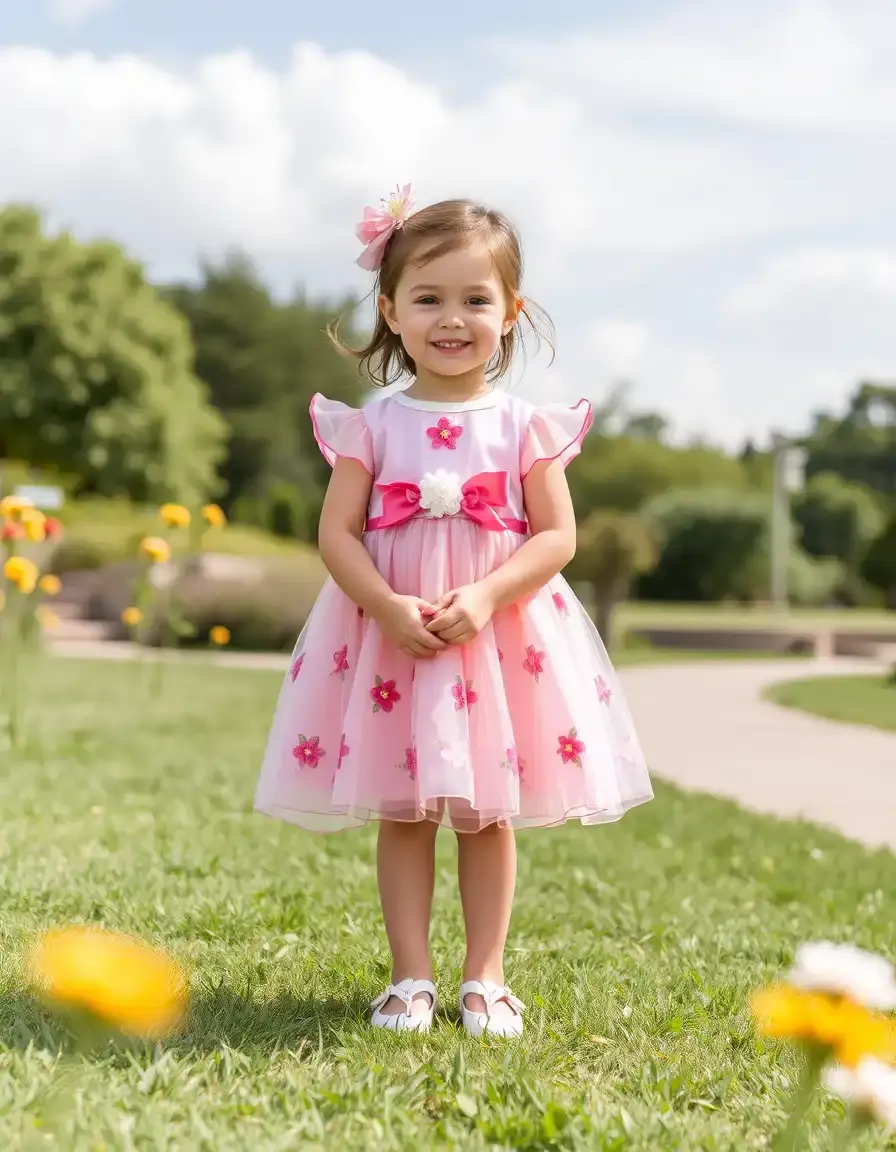 Petite robe rose demoiselle d'honneur enfant