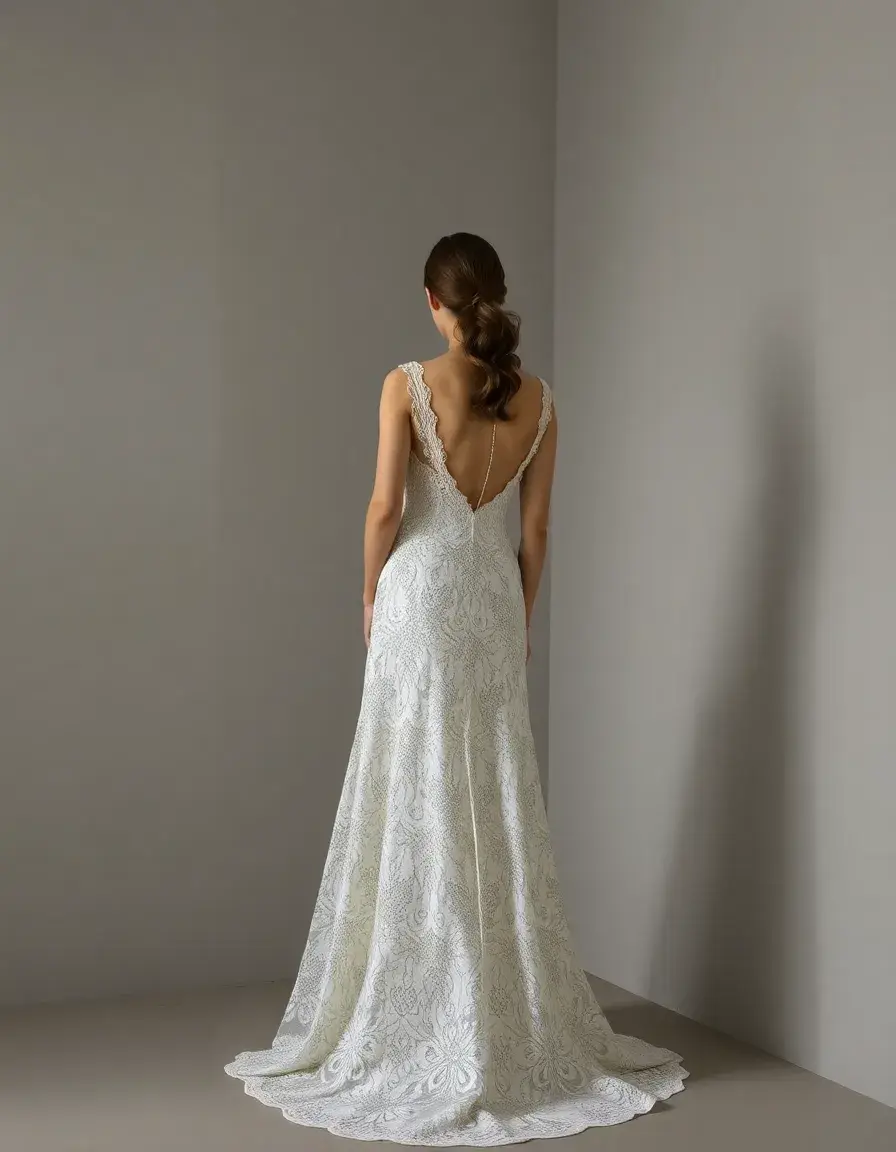 Patterned Lace Gown - Robe de soirée dentelle à motifs
