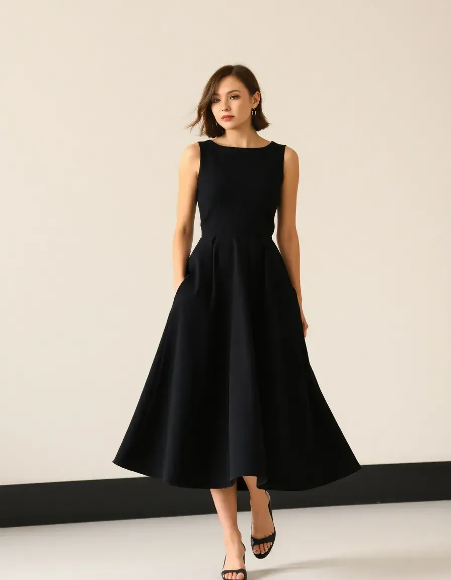 Robe trapèze noire évasée