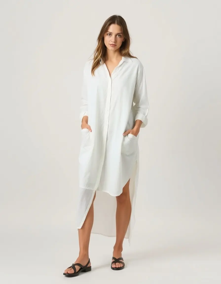 Longue chemise robe blanche oversized coton