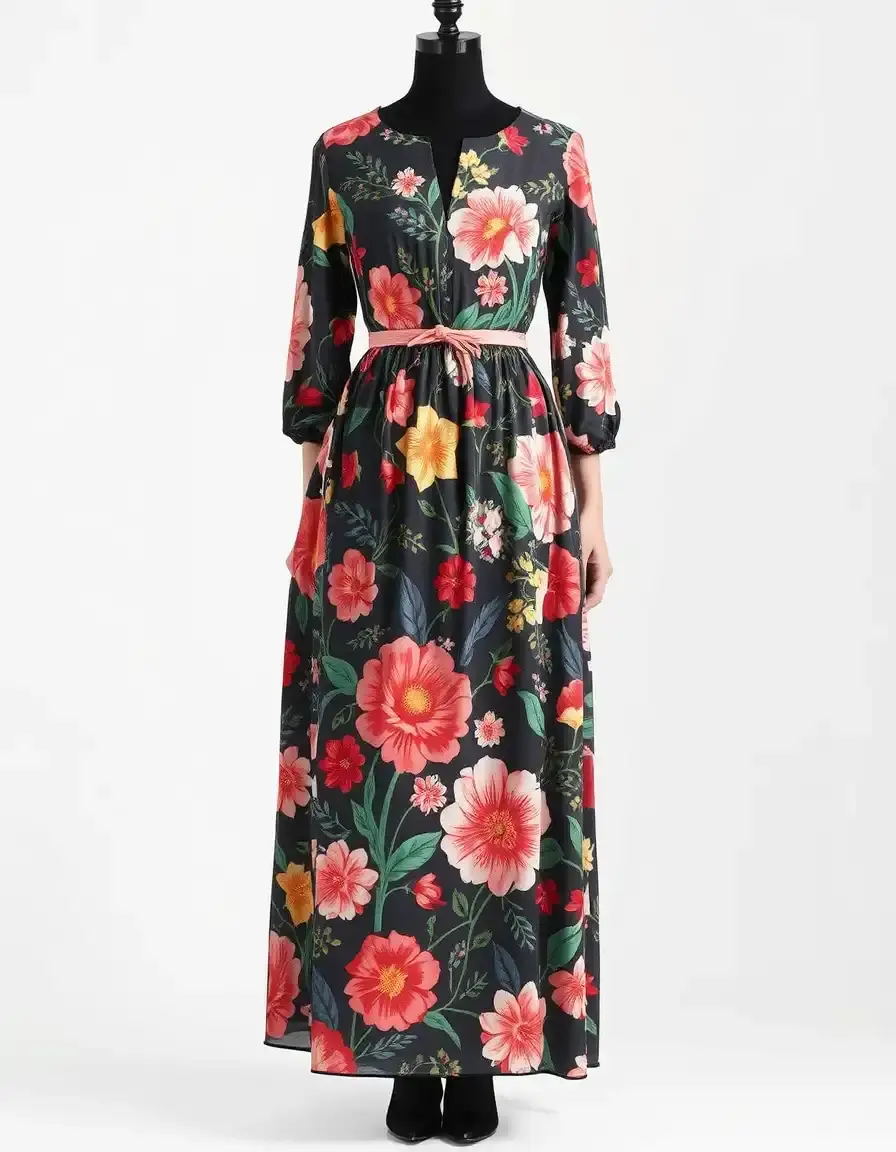 Robe maxi aux motifs floraux abstraits