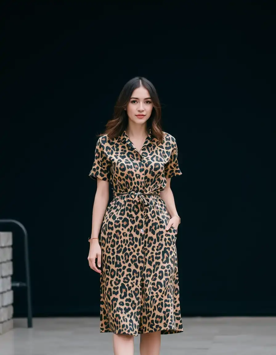 Robe chemise imprimé léopard style élégant