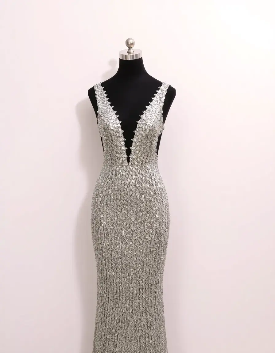 Sequin Evening Gown - Robe de soirée sequins argentée