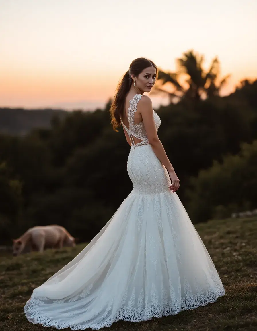 Lace Evening Gown - Robe de soirée dentelle blanche