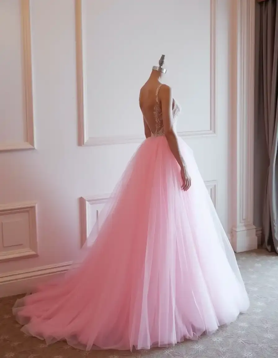 Tulle Evening Dress - Robe de soirée tulle rose