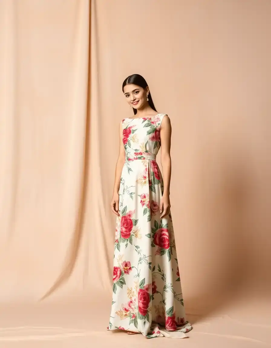 Robe longue fleurie pour cérémonie de mariage
