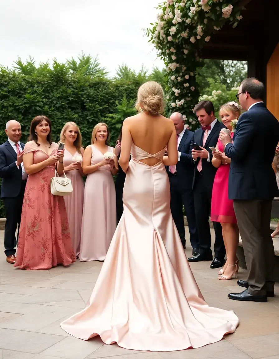 Robe longue en satin brillant pour invitée de mariage