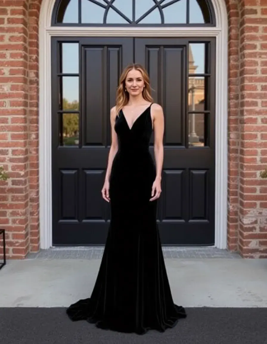Robe longue en velours pour mariage automne hiver