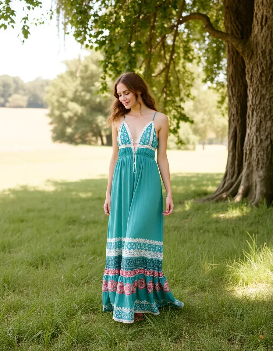 Robe longue bohème chic pour mariage champêtre