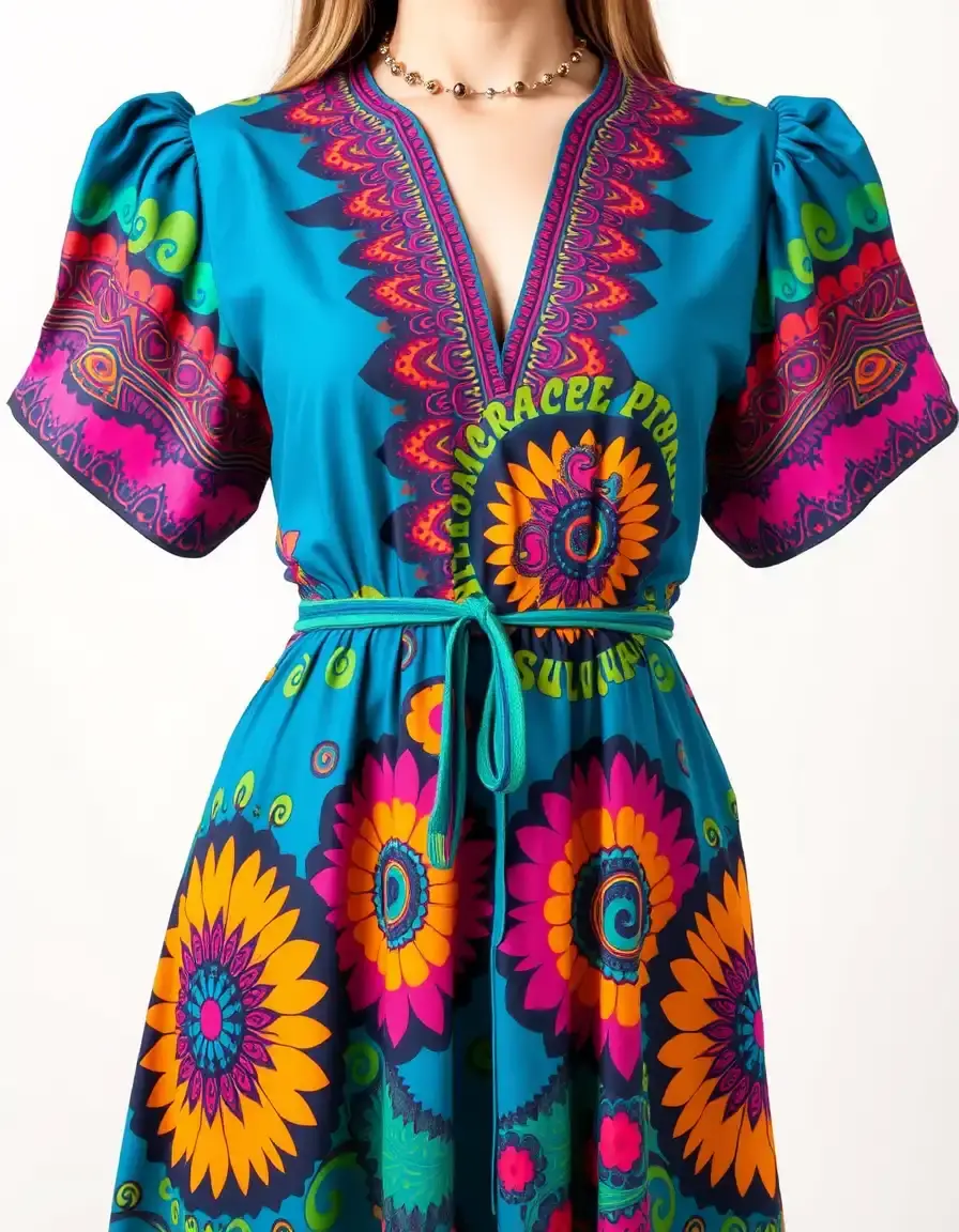 Robe à imprimé psychédélique 70s