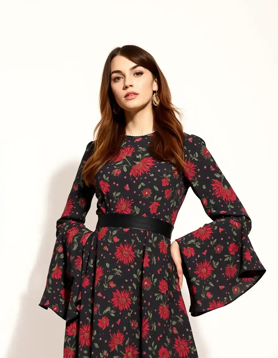 Robe avec manches cloches style 70s