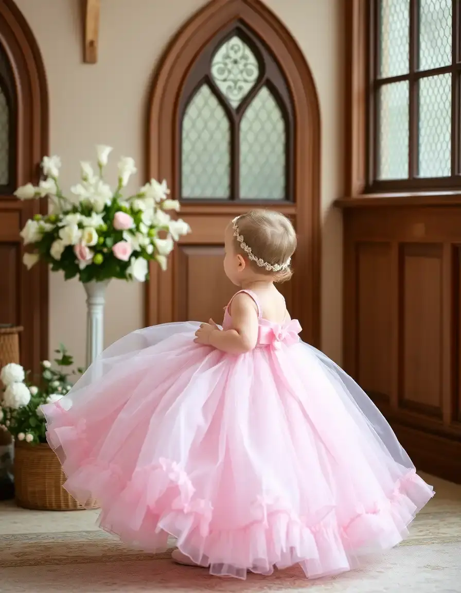 Robe baptême femme rose pastel