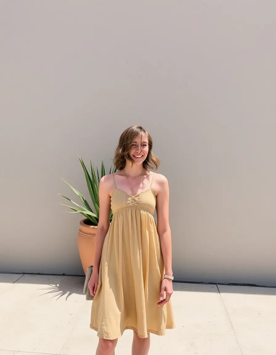 Robe d'été beige décontractée en coton