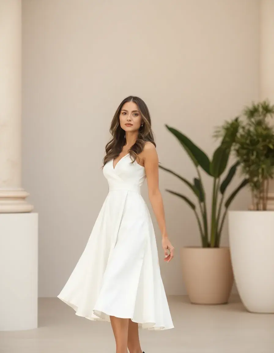 Robe blanche trapèze élégante évasée