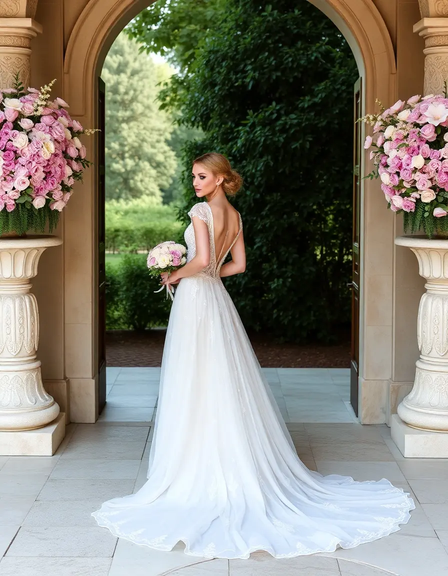 Robe longue de cérémonie en ton pastel