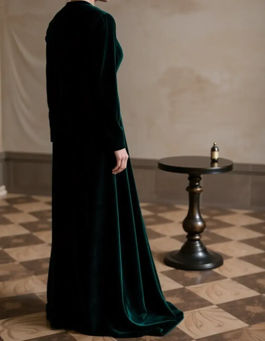 Robe longue de cérémonie en velours