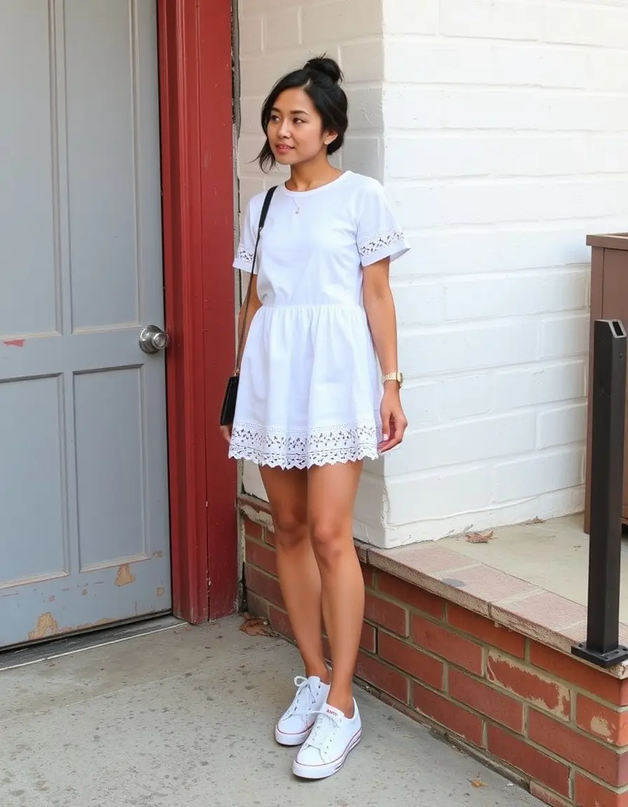 Robe blanche courte patineuse
