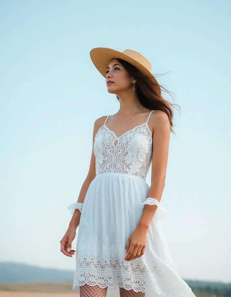 Robe blanche dentelle style bohème