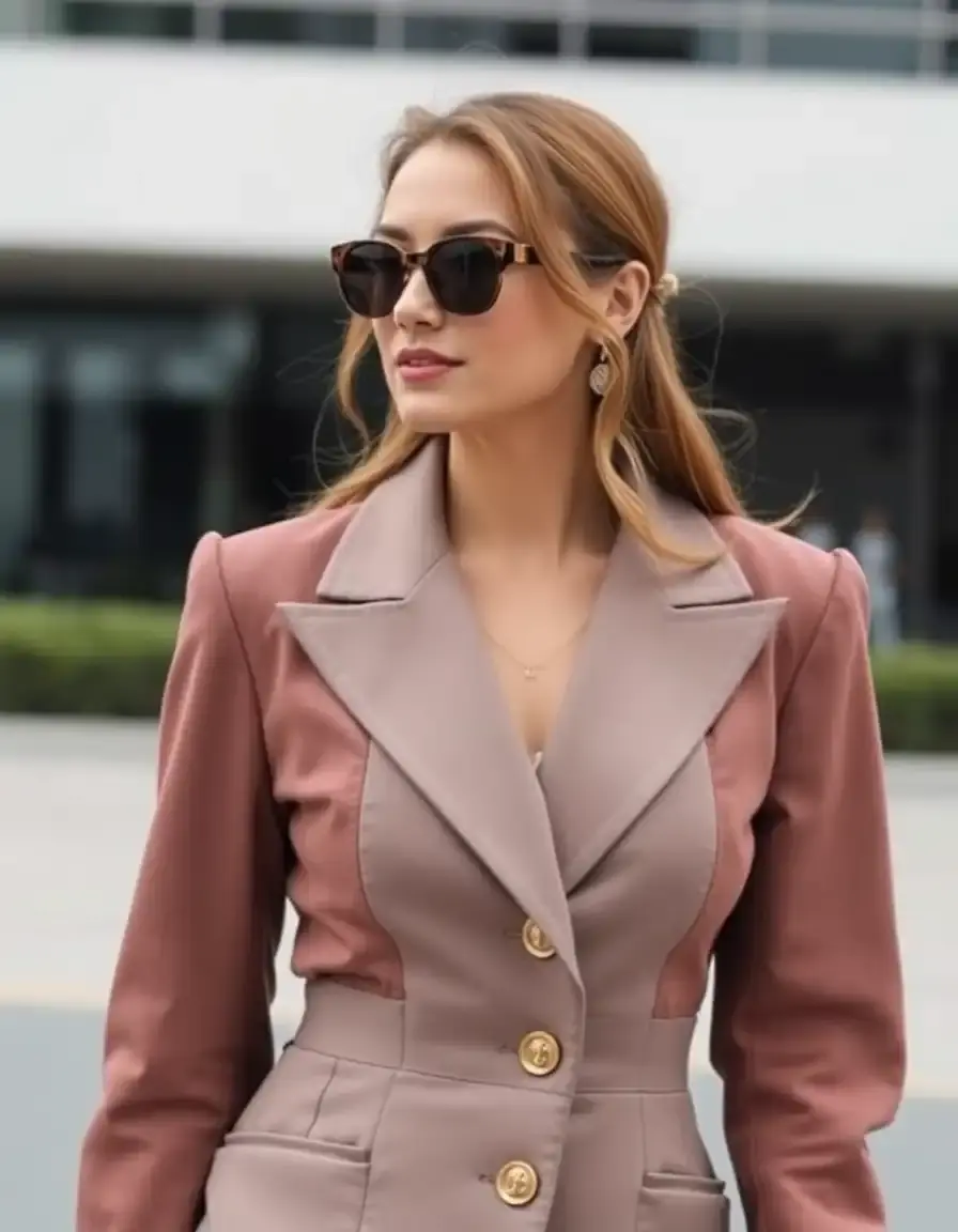 Robe blazer femme double boutonnage chic