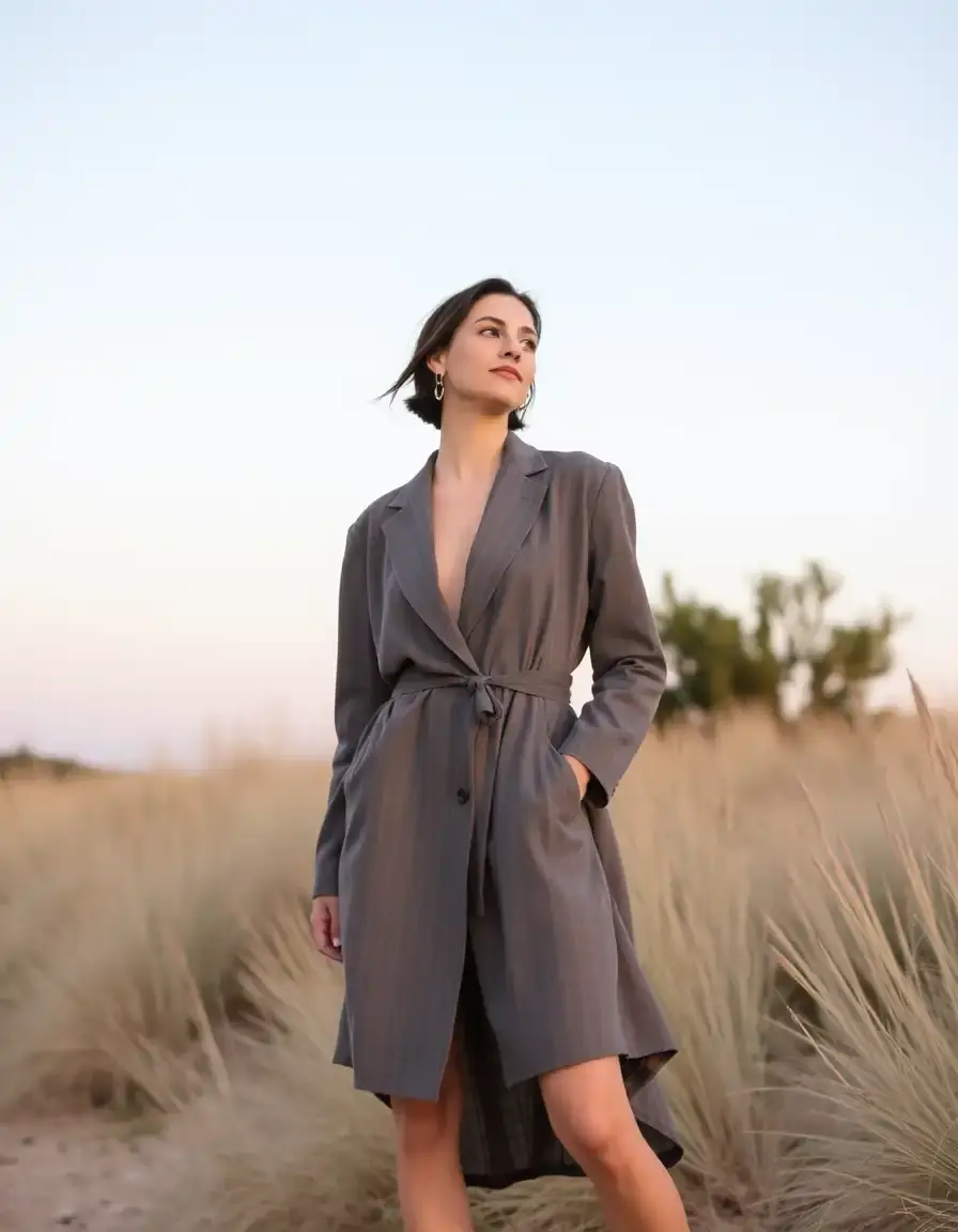 Robe blazer femme oversized grise tendance