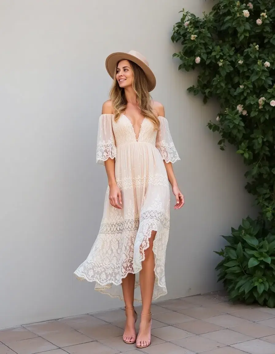 Champagne Boho Dress style bohème décontracté