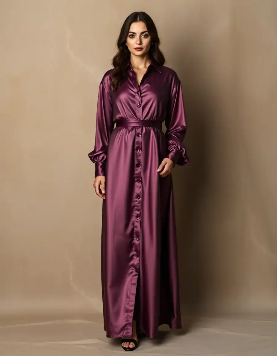 Robe chemise longue en soie luxueuse
