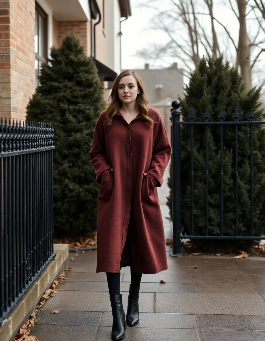 Robe chemise longue en laine hiver
