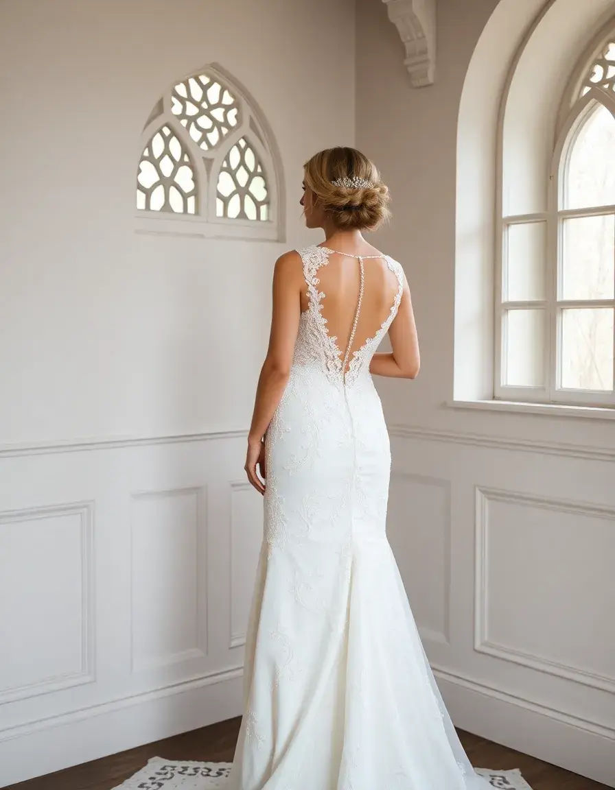 Robe courte mariage longueur genou en dentelle