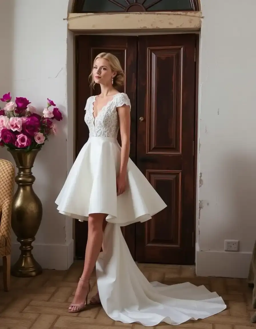 Robe courte mariage évasée style A-line