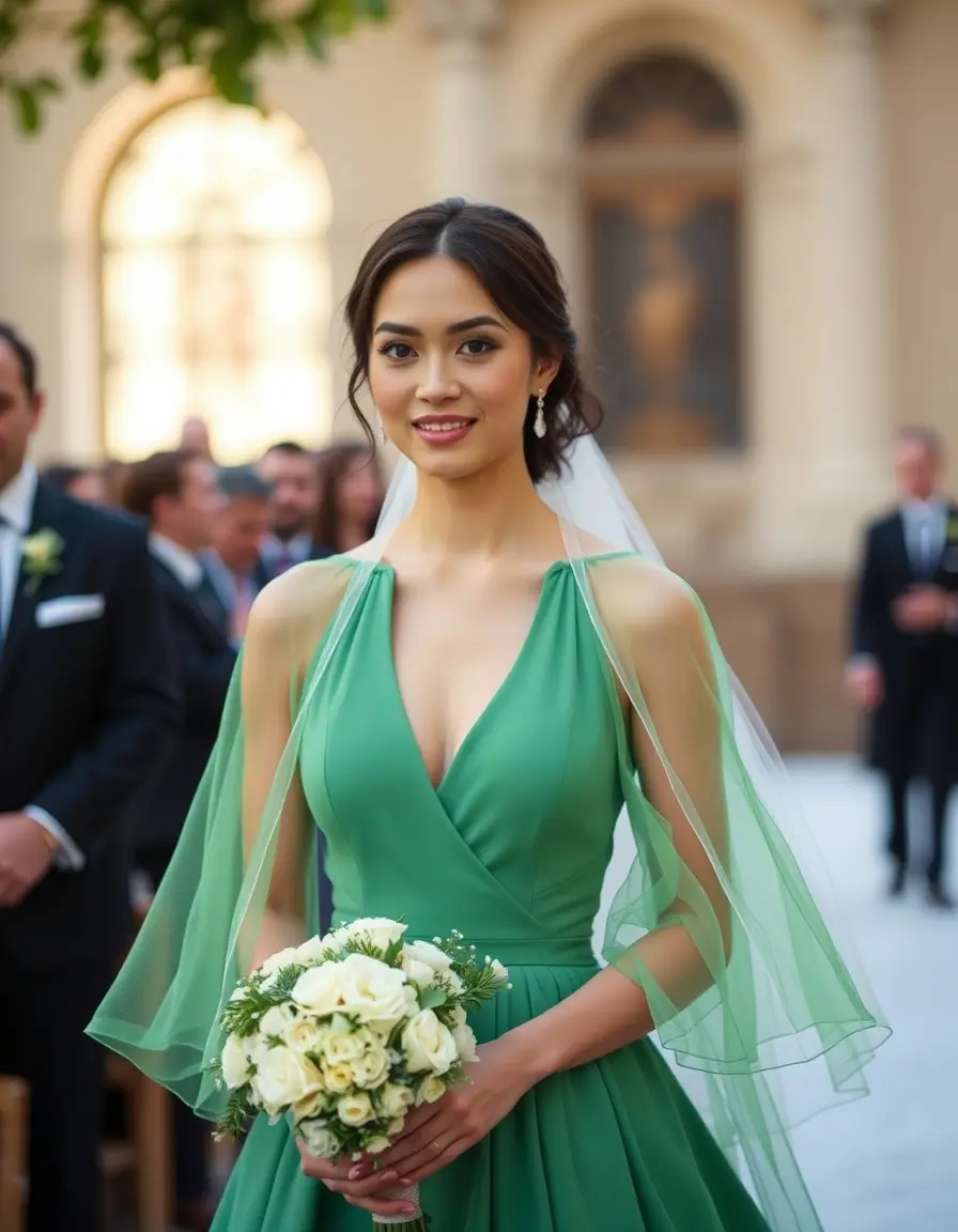 Robe de cérémonie femme chic vert émeraude
