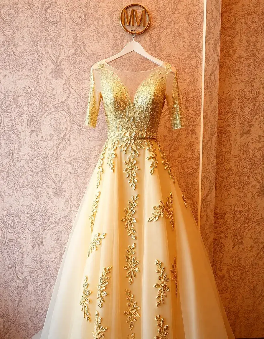 Robe de cérémonie femme chic dorée
