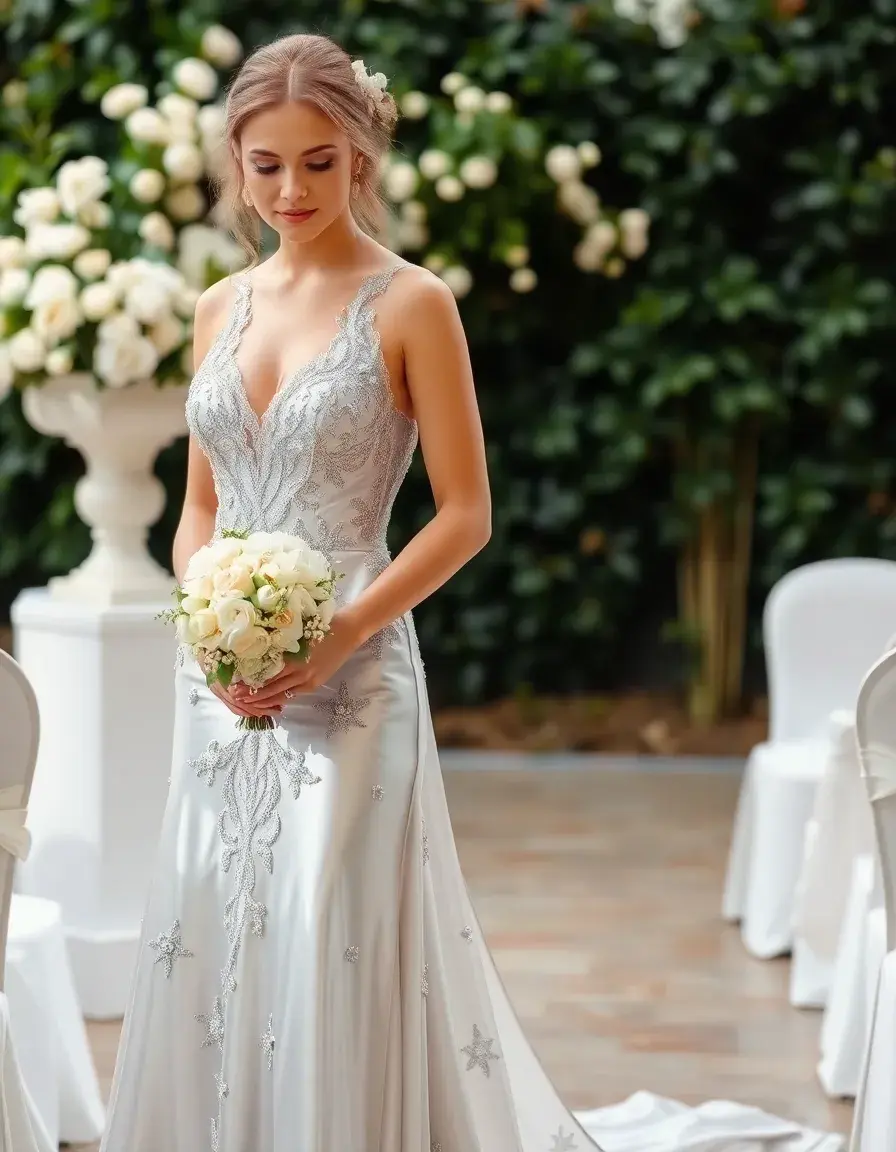 Robe de cérémonie femme chic argentée