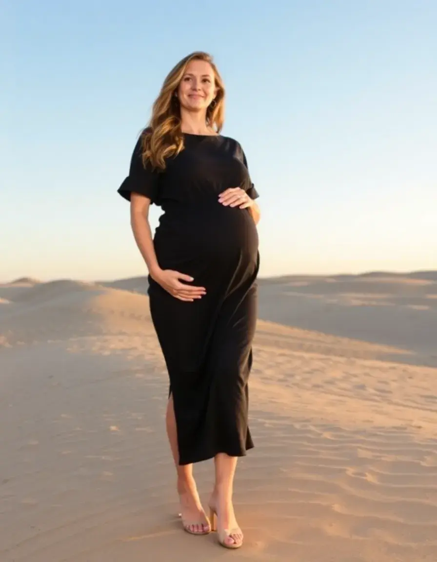 Robe de grossesse midi taille empire élégante