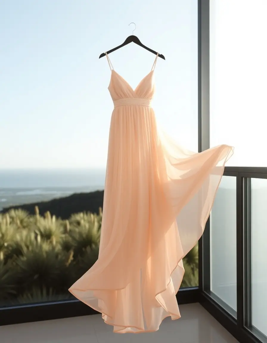 Robe de mariage invitée fluide en mousseline