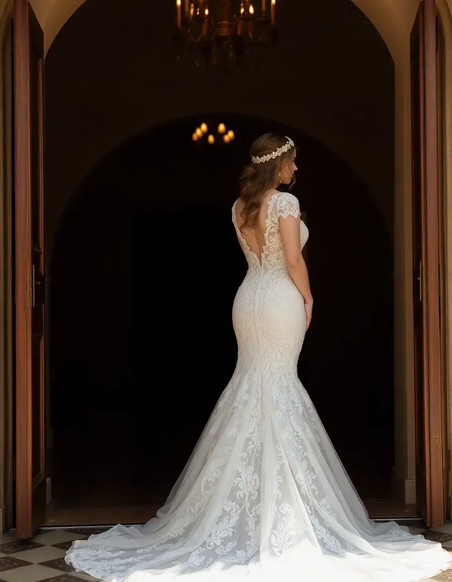 Robe de mariage sirène en dentelle délicate
