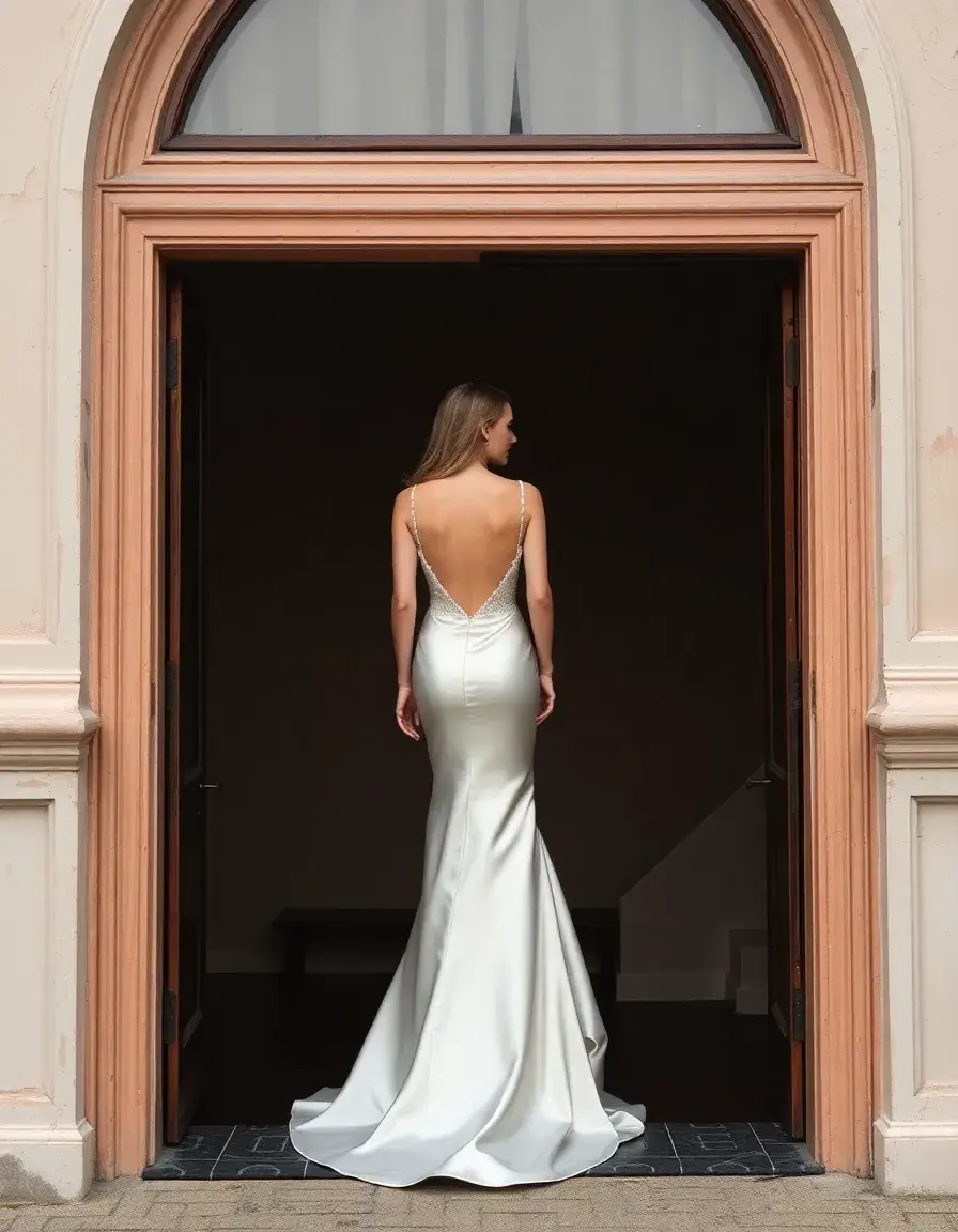 Robe de mariée sirène en satin brillant et lisse