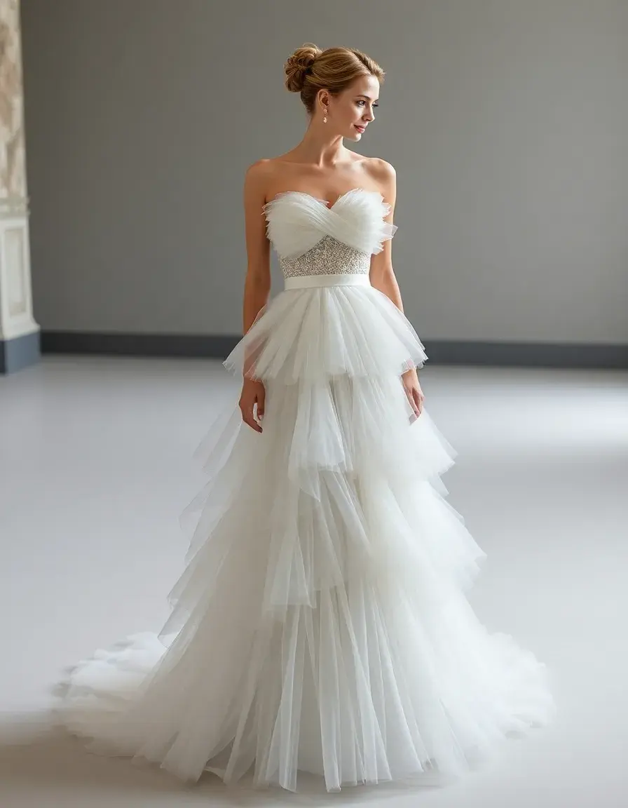 Robe de mariage sirène avec jupon en tulle multicouche