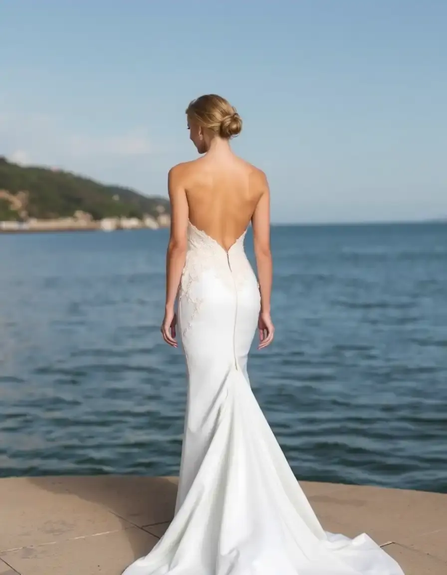 Robe de mariage sirène bustier sans bretelles