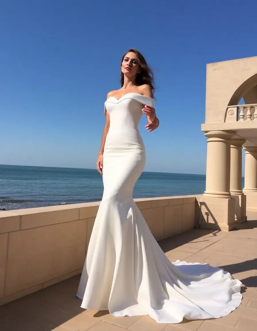 Robe sirène avec épaules dénudées romantiques